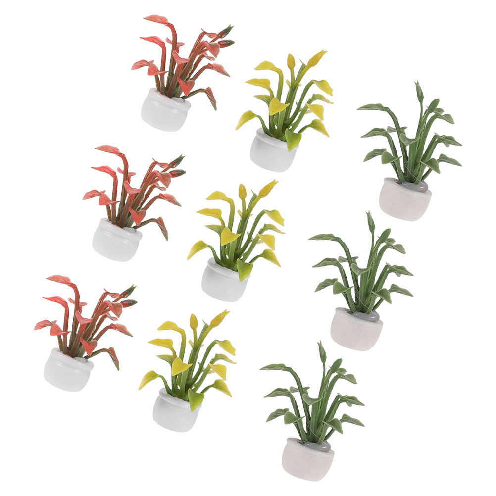 Bonsai Garden With Sand - 9Pcs Tanaman Miniatur dalam Pot Resin